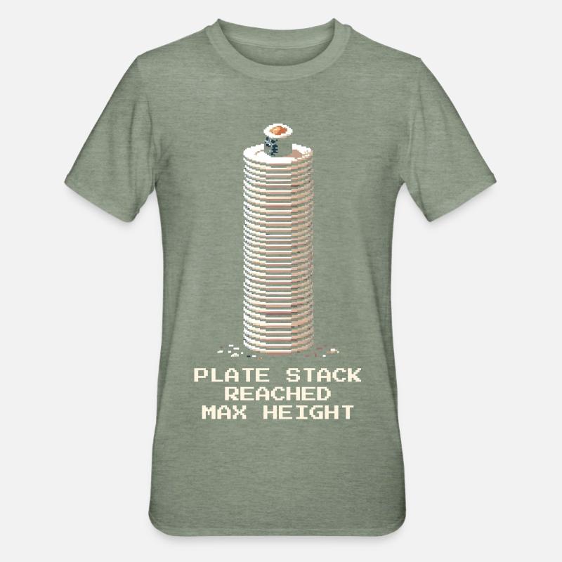Plate Stack Maximum | Running Sushi - Unisex Polycotton T-Shirt - heather military green