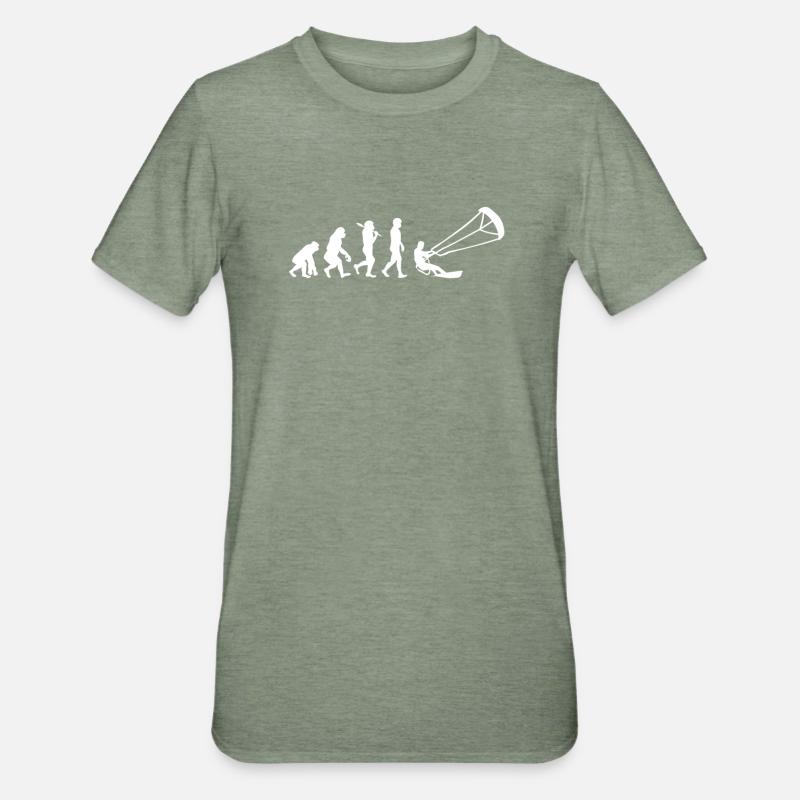Evolution du kitesurf - T-shirt polycoton Unisexe - vert kaki chiné
