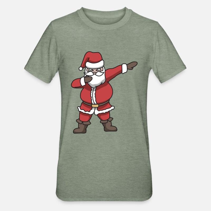 Santa dabbing gift Noël danse - T-shirt polycoton Unisexe - vert kaki chiné