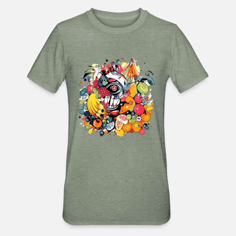 Monstro-hedelmät nro 2 - Unisex polypuuvilla-t-paita - meleerattu armeijanvihreä