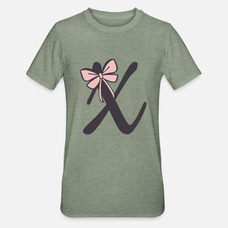 Anfangsbuchstabe X Schleifchen - Unisex Polycotton T-Shirt - Militärgrün meliert