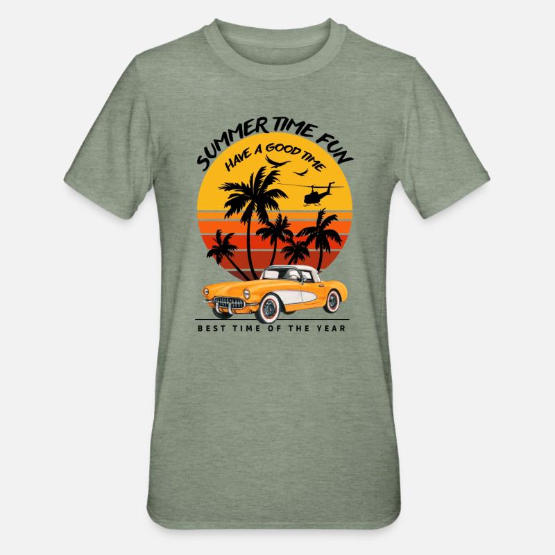 Heure d’été Fun-Sentiment d’été - T-shirt polycoton Unisexe - vert kaki chiné