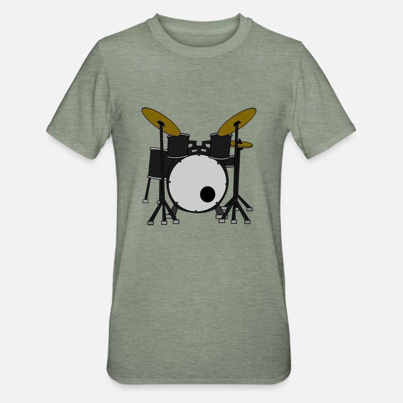 Percussions / batterie - T-shirt polycoton Unisexe - vert kaki chiné