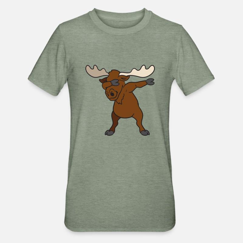 Dabbing Dab Elch - Unisex Polycotton T-Shirt - Militärgrün meliert