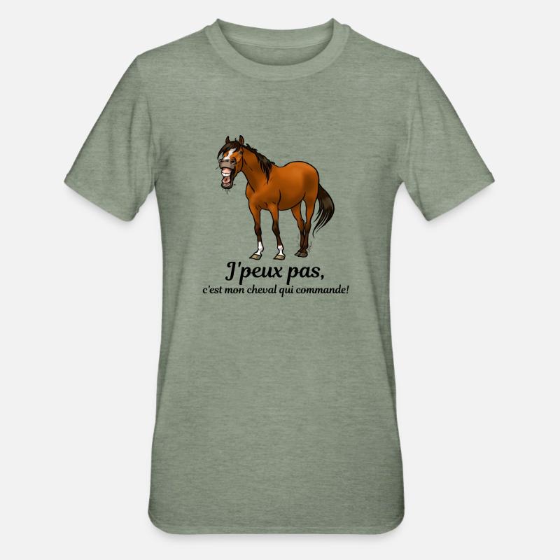 Mon cheval commande - T-shirt polycoton Unisexe - vert kaki chiné