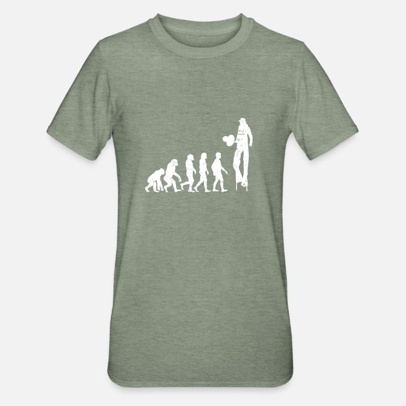 Cirque ballon clown cadeau évolution échasses - T-shirt polycoton Unisexe - vert kaki chiné