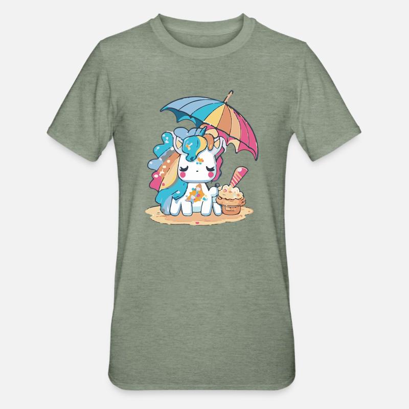 Eiscreme-Spaß - Erfrischend anders - Unisex Polycotton T-Shirt - Militärgrün meliert