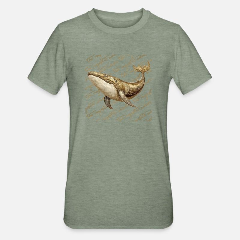 Baleine dorée - T-shirt polycoton Unisexe - vert kaki chiné
