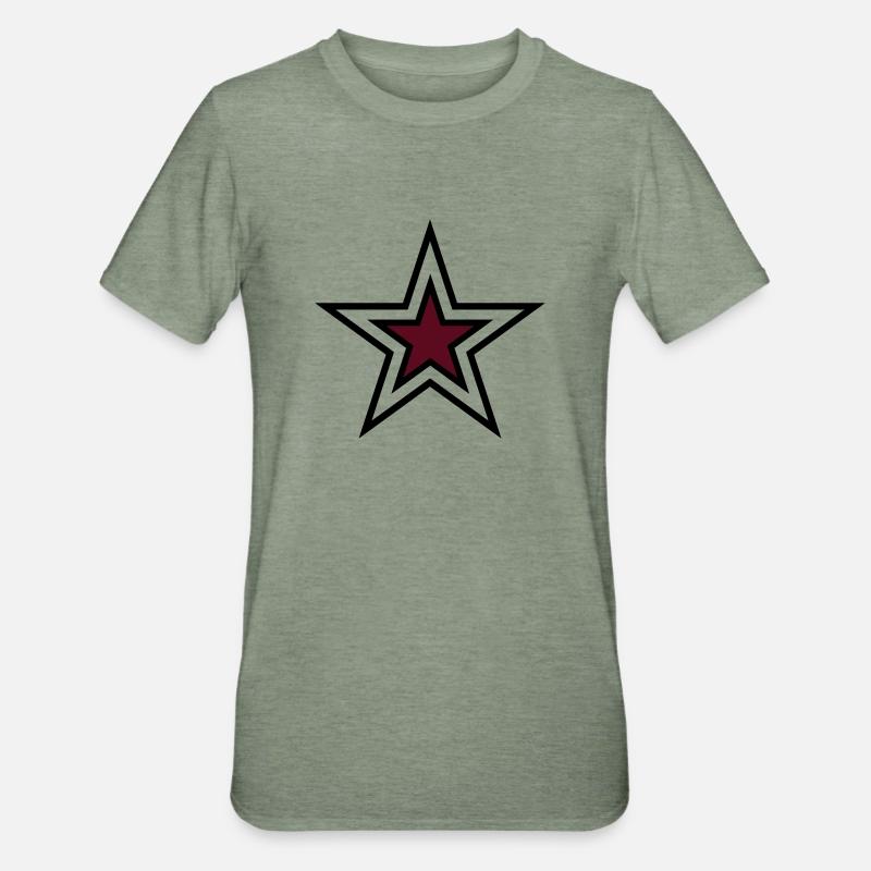 TeeCust n°29 - Etoile - T-shirt polycoton Unisexe - vert kaki chiné