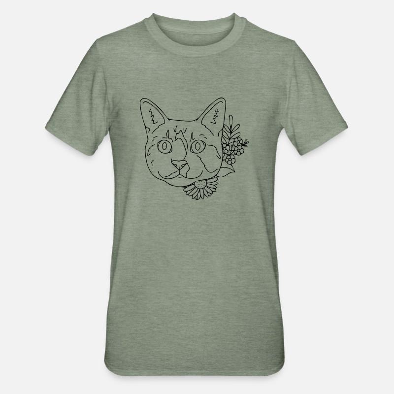 chat - T-shirt polycoton Unisexe - vert kaki chiné