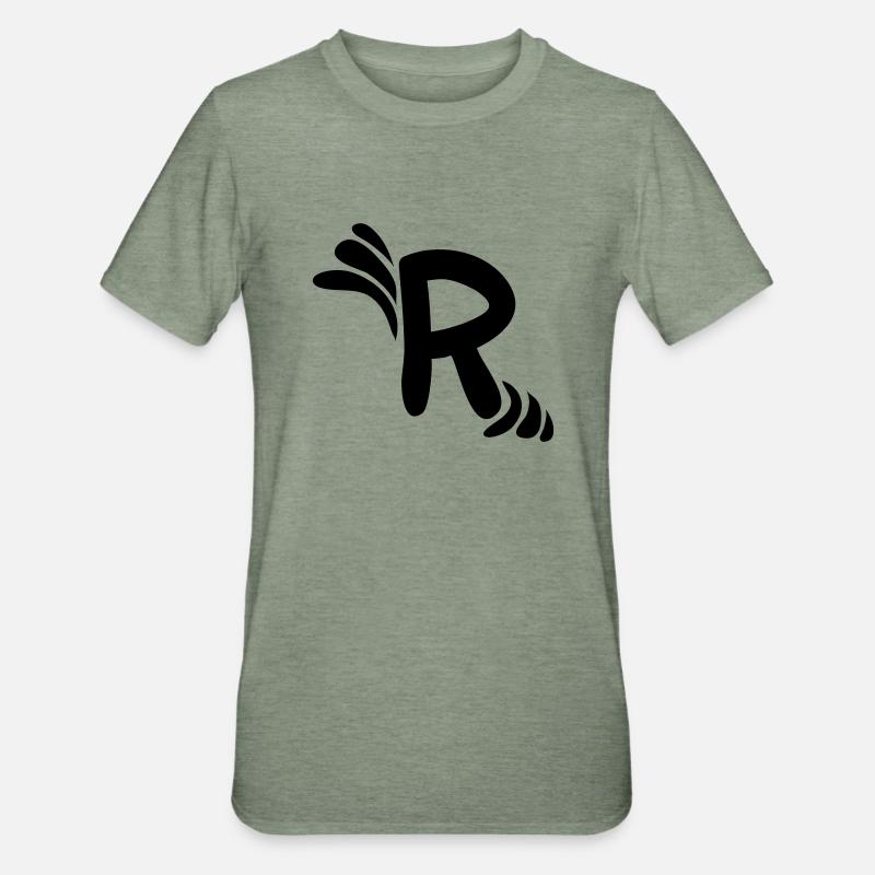 Buchstabe R & Muster - Unisex Polycotton T-Shirt - Militärgrün meliert