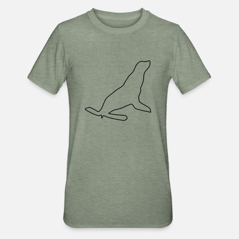 Silhouette de phoque de mer - T-shirt polycoton Unisexe - vert kaki chiné