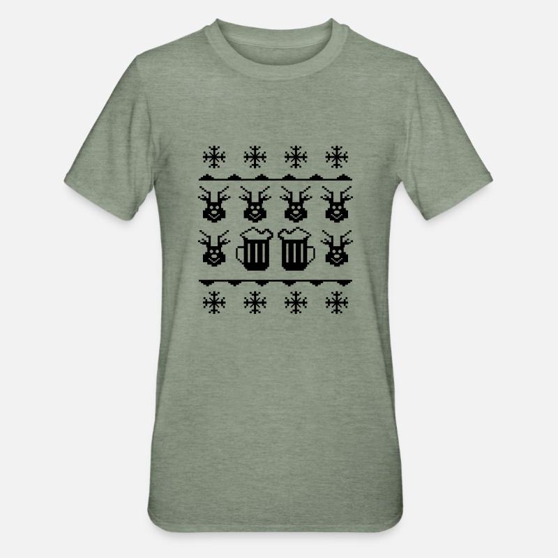 beer pixels winter - Unisex Polycotton T-Shirt - Militärgrün meliert