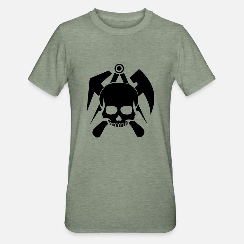 Crâne d'un couvreur - T-shirt polycoton Unisexe - vert kaki chiné
