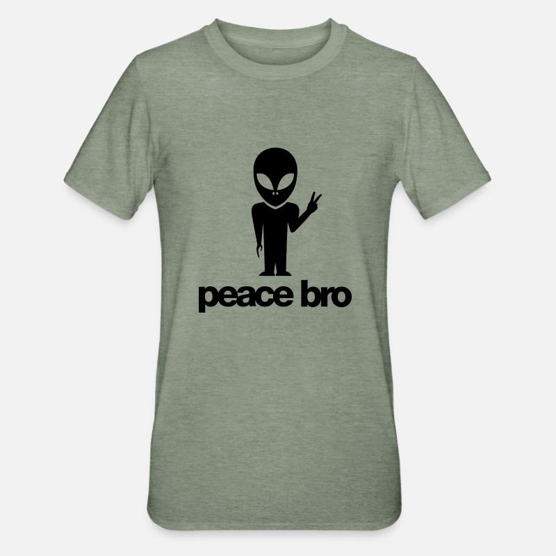 Peace bro alien - Unisex Polycotton T-Shirt - Militärgrün meliert
