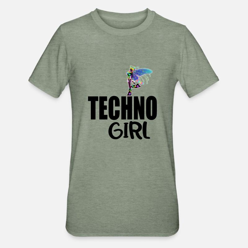 fille techno - T-shirt polycoton Unisexe - vert kaki chiné