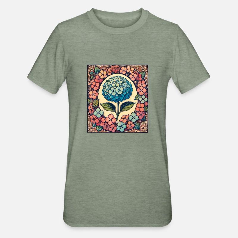 Hydrangea - Unisex Polycotton T-Shirt - heather military green