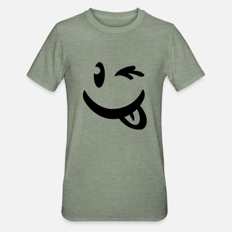 smiley_illu_c1 - T-shirt polycoton Unisexe - vert kaki chiné