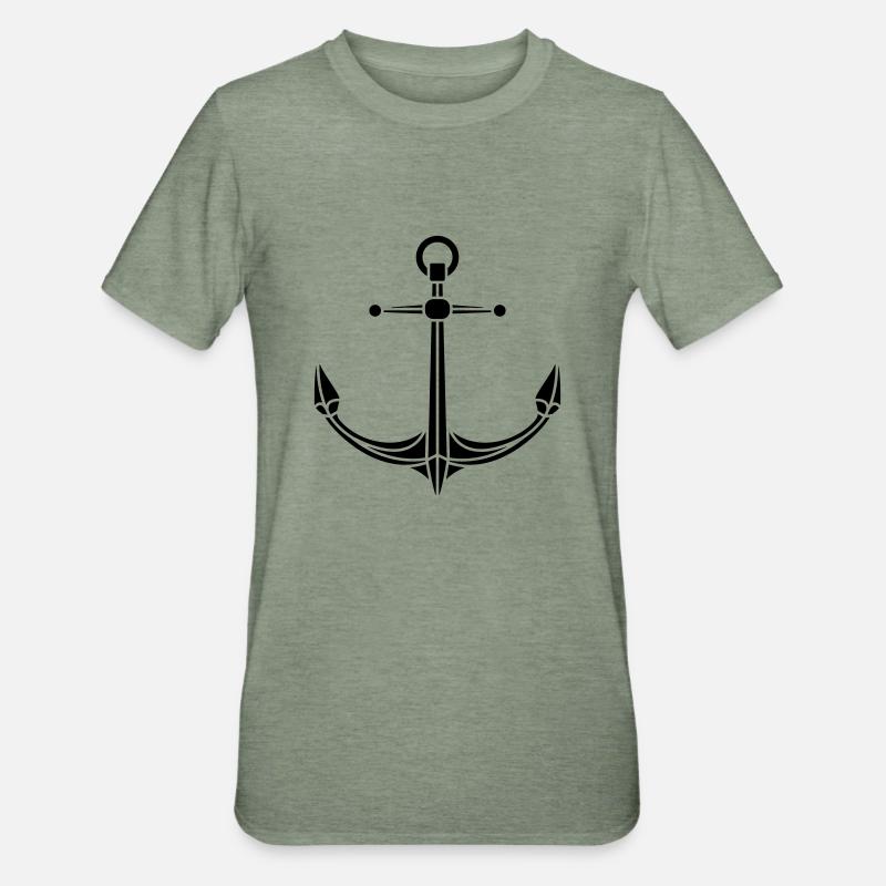 Ancre de logo de conception - T-shirt polycoton Unisexe - vert kaki chiné