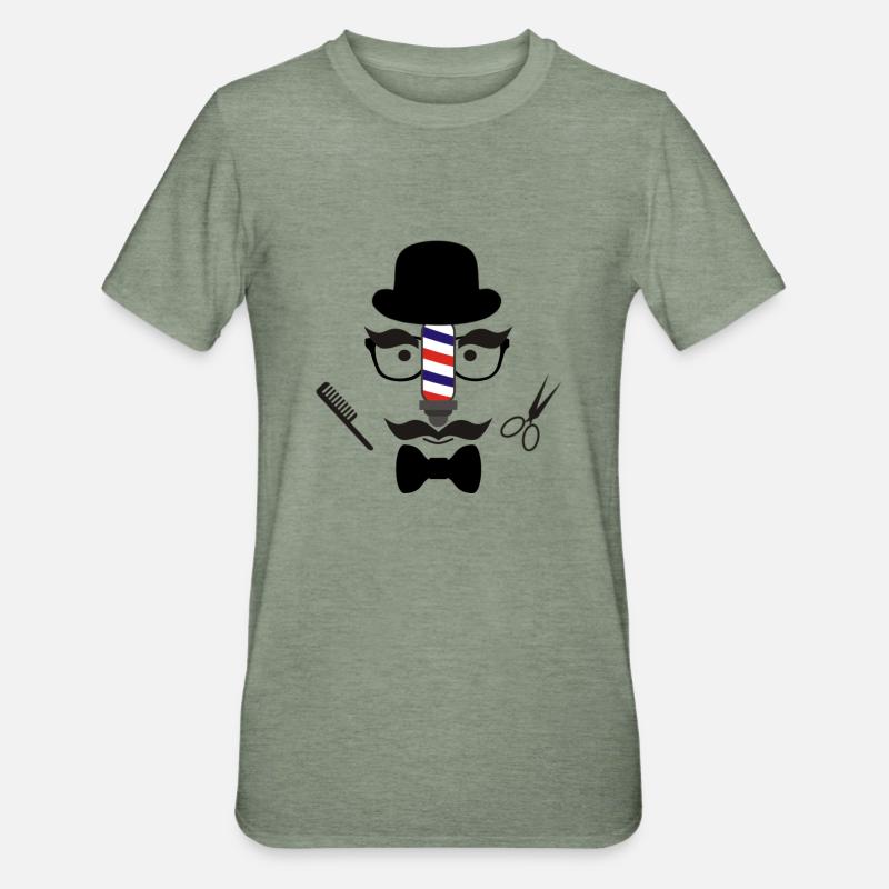 Barbier Haare Bart - Unisex Polycotton T-Shirt - Militärgrün meliert