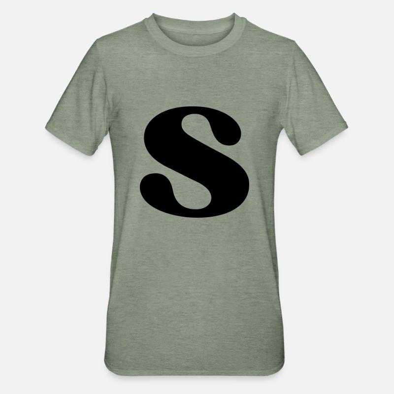 Lettre s - T-shirt polycoton Unisexe - vert kaki chiné