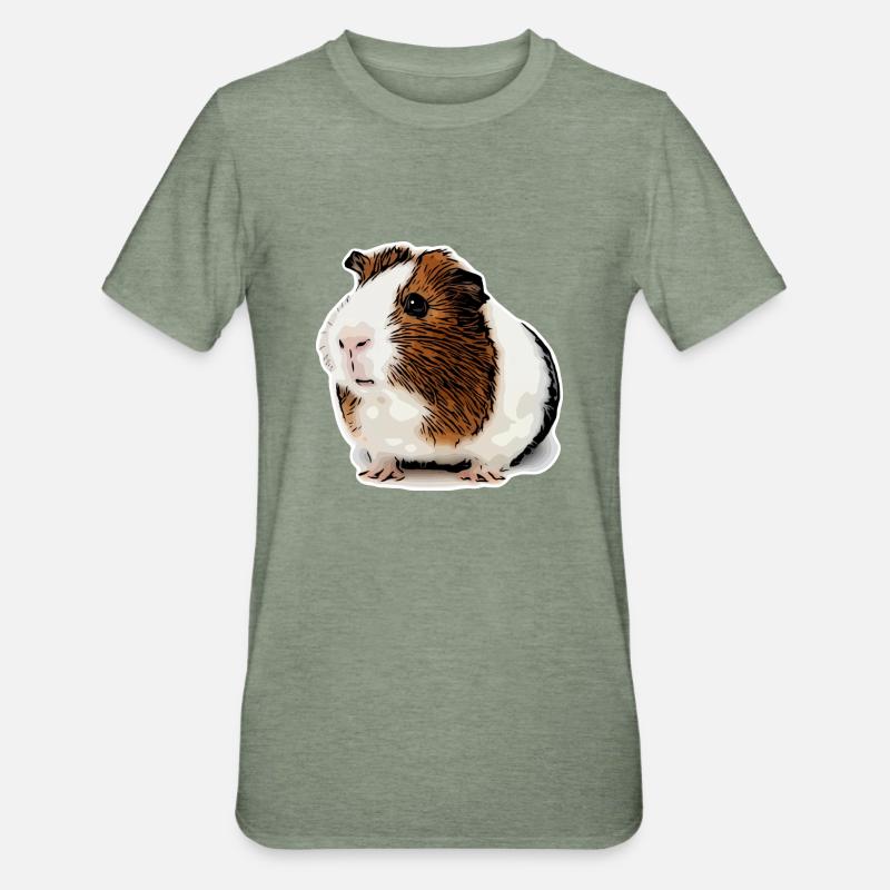 cochon d’Inde doux - T-shirt polycoton Unisexe - vert kaki chiné