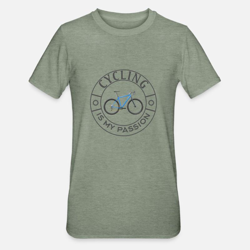 Passion Cyclisme, Cyclisme - T-shirt polycoton Unisexe - vert kaki chiné