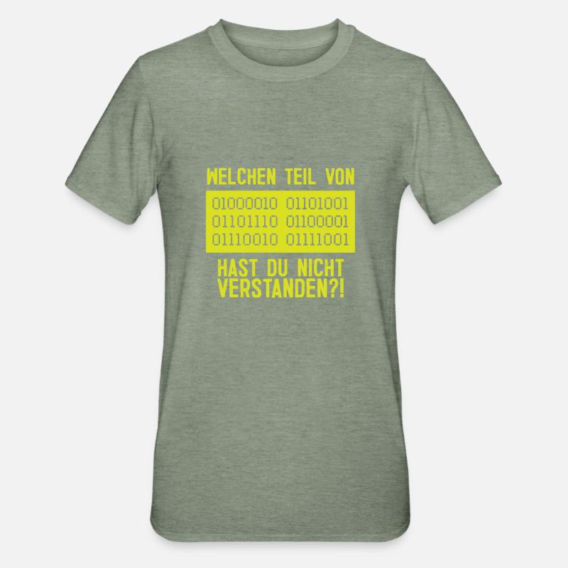 Welchen Teil von Binar Binärcode Informatiker - Unisex Polycotton T-Shirt - Militärgrün meliert