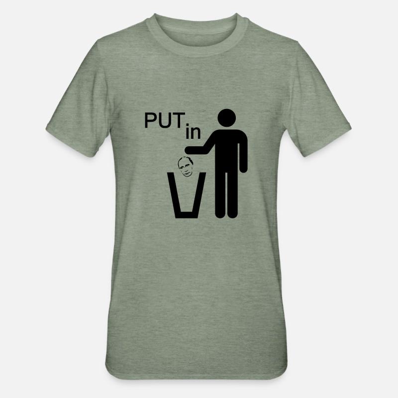 Mettez Poutine dans... - T-shirt polycoton Unisexe - vert kaki chiné