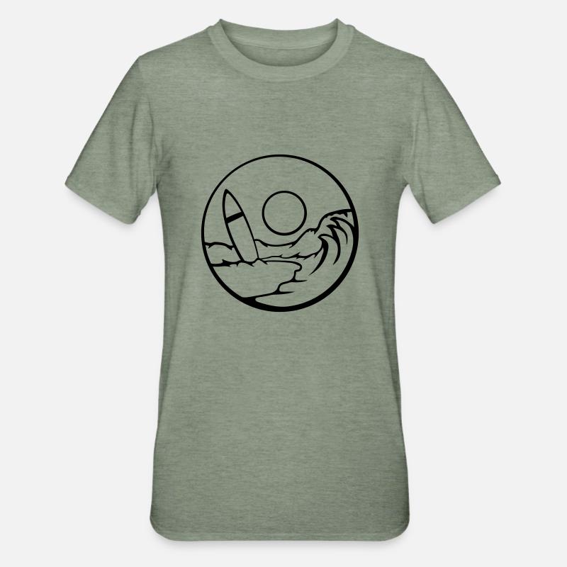 Plage Surfboard Wave - T-shirt polycoton Unisexe - vert kaki chiné