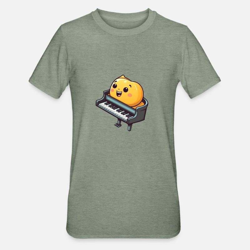 Piano dans le style comique - T-shirt polycoton Unisexe - vert kaki chiné