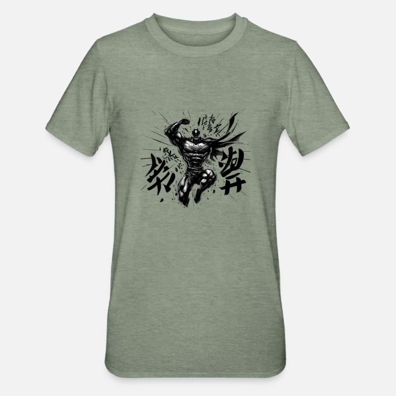 Kanji superheroes - Unisex Polycotton T-Shirt - heather military green
