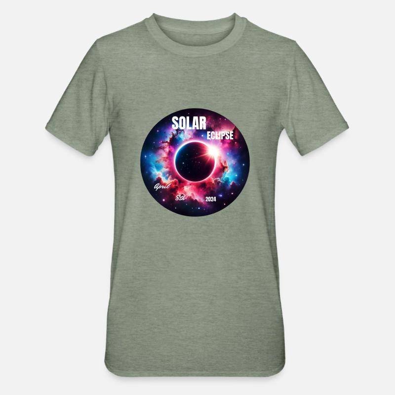 Solar Eclipse April 8, 2024: Celestial Miracle - Unisex Polycotton T-Shirt - heather military green