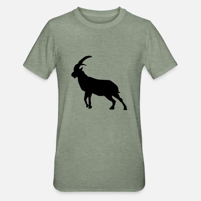 steinbock steinbock silhouette tier berg - Unisex Polycotton T-Shirt - Militärgrün meliert
