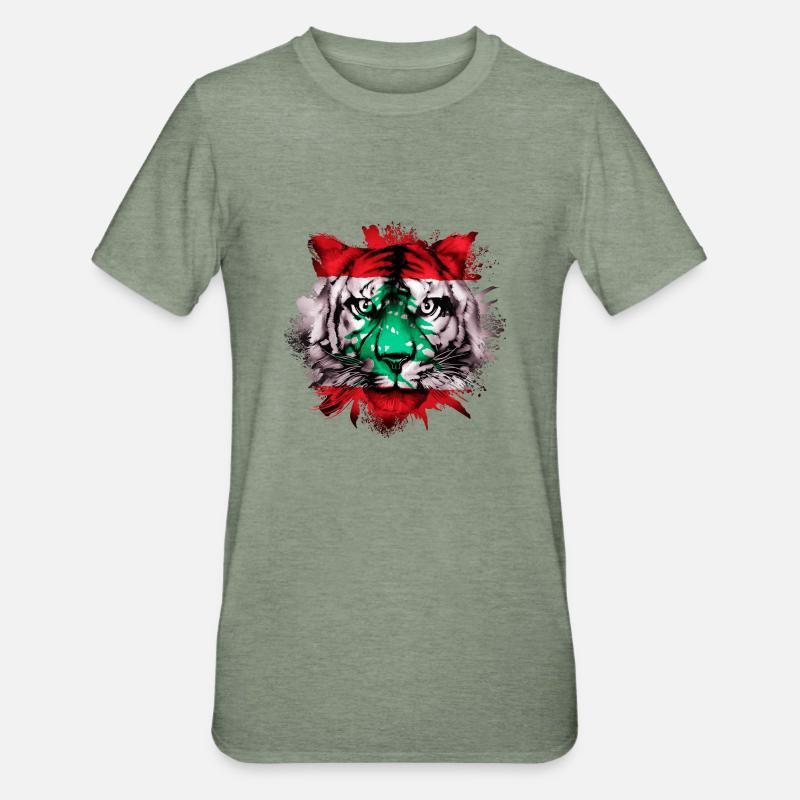 Liban - T-shirt polycoton Unisexe - vert kaki chiné