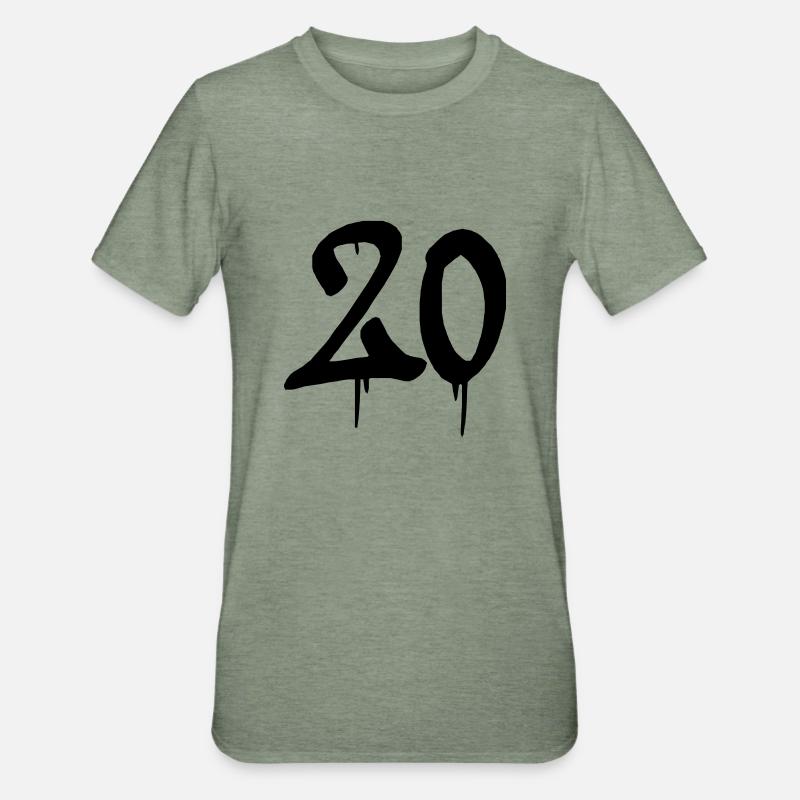 20 graffitis - T-shirt polycoton Unisexe - vert kaki chiné