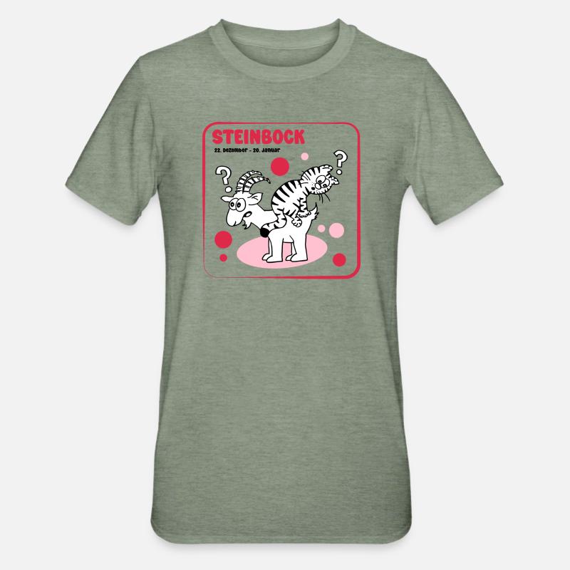 Sternzeichen Steinbock - Unisex Polycotton T-Shirt - Militärgrün meliert