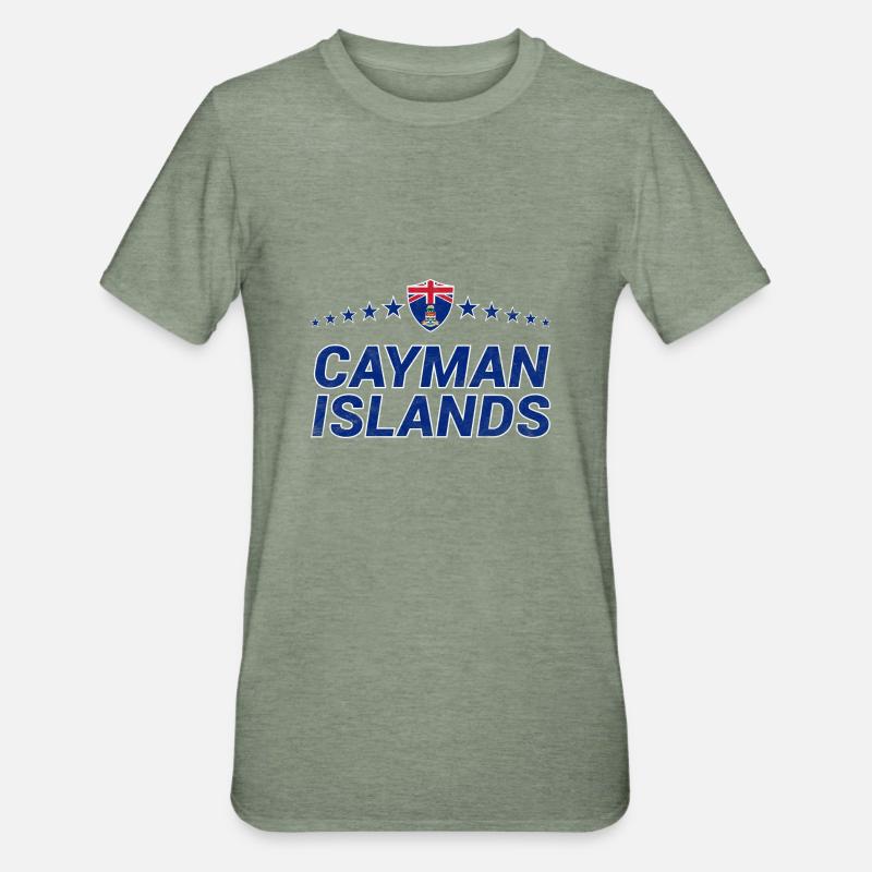 Îles Caïmanes - T-shirt polycoton Unisexe - vert kaki chiné