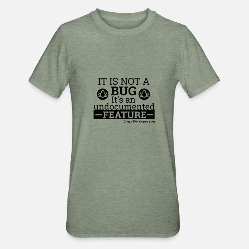 "Not a Bug" | Programmer, Programmierer - Unisex Polycotton T-Shirt - Militärgrün meliert