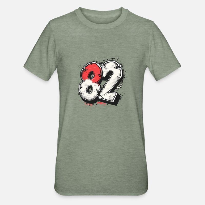 Nummer 82 oder 1982 - Unisex Polycotton T-Shirt - Militärgrün meliert
