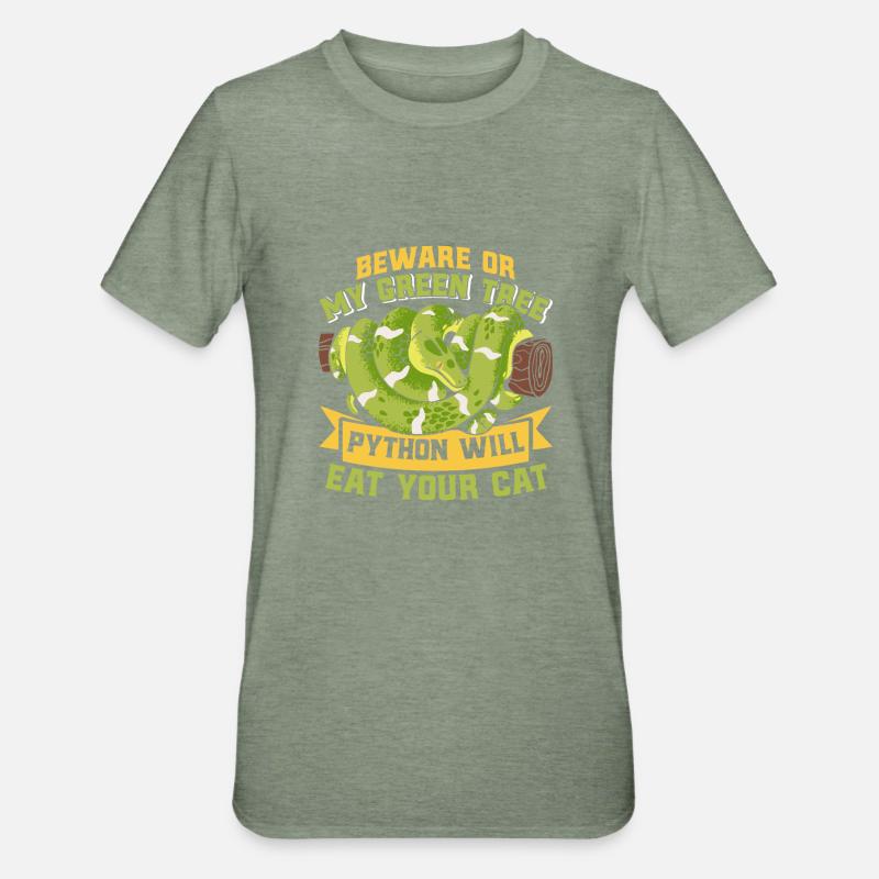 Green Tree Python - Unisex Polycotton T-Shirt - heather military green