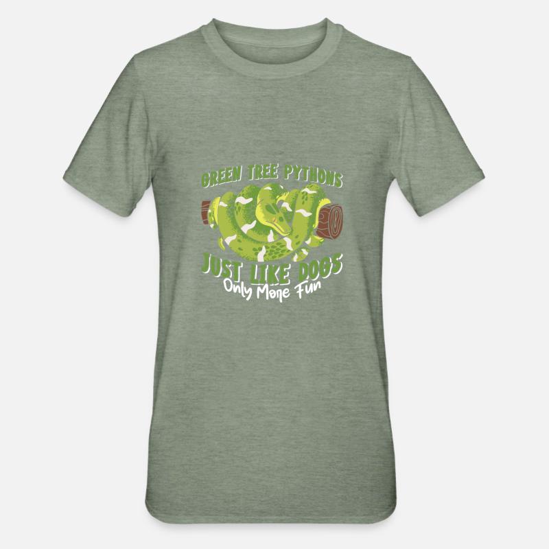Green Tree Python - Unisex Polycotton T-Shirt - Militärgrün meliert