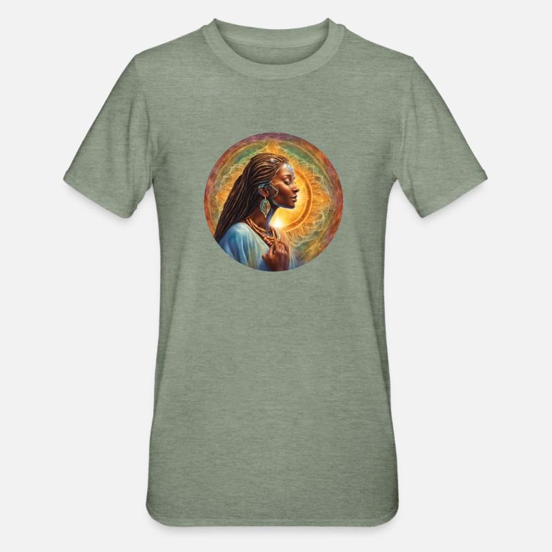 Conception de chaman coloré - T-shirt polycoton Unisexe - vert kaki chiné