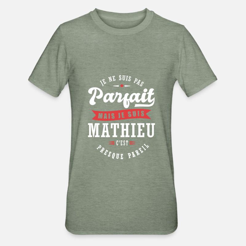 Mathieu Parfait Cadeau prenom mathieu - T-shirt polycoton Unisexe - vert kaki chiné