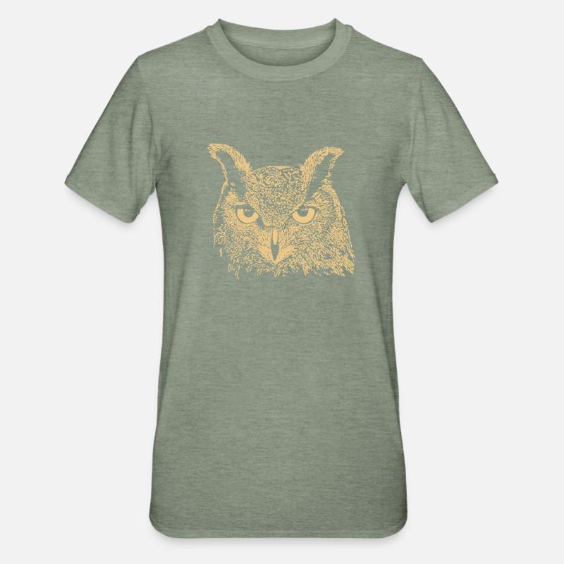 Eule - Unisex Polycotton T-Shirt - Militärgrün meliert