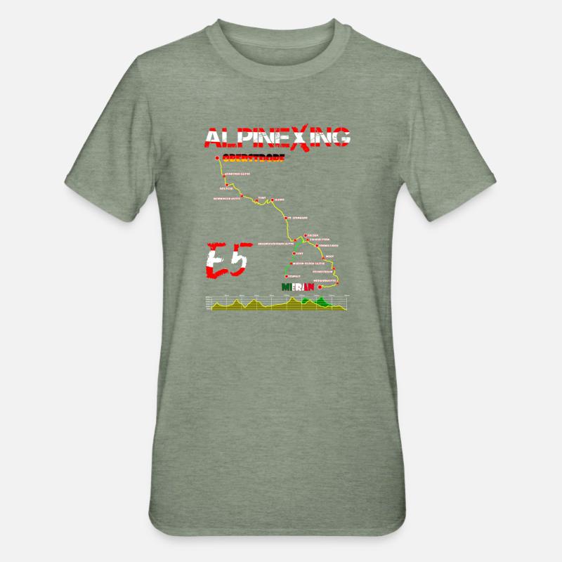 E5 Oberstdorf Merano - T-shirt polycoton Unisexe - vert kaki chiné