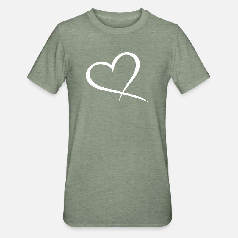Amour de conception de coeur - T-shirt polycoton Unisexe - vert kaki chiné