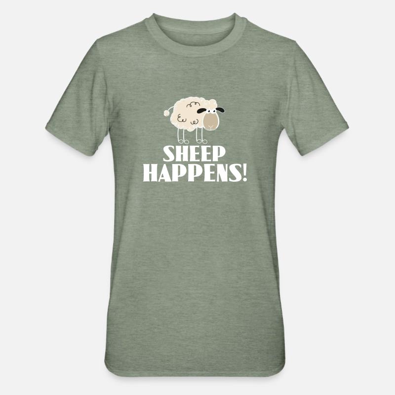SHEEP HAPPENS - c'est comme ça - T-shirt polycoton Unisexe - vert kaki chiné