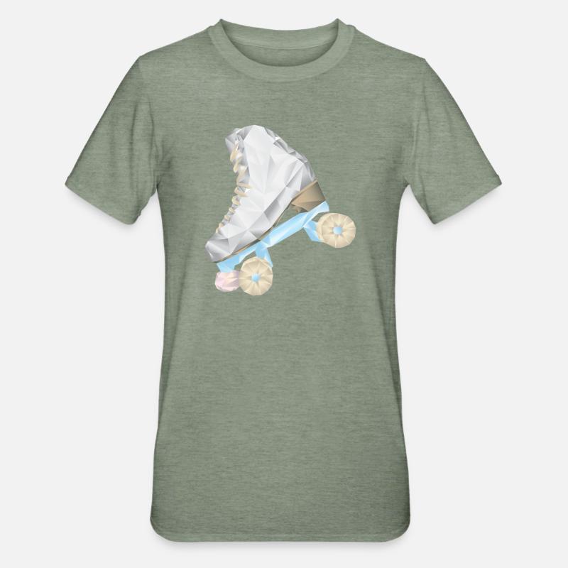 patin a roulette roller - T-shirt polycoton Unisexe - vert kaki chiné