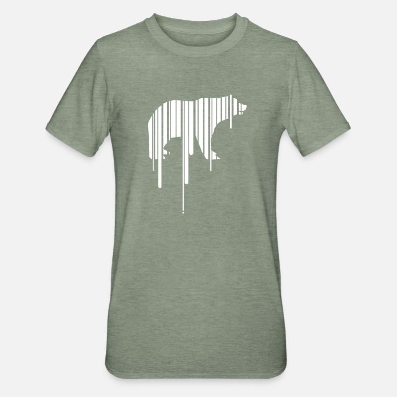 polar bear earth barcode save planet climate demo CO2 - Unisex Polycotton T-Shirt - heather military green